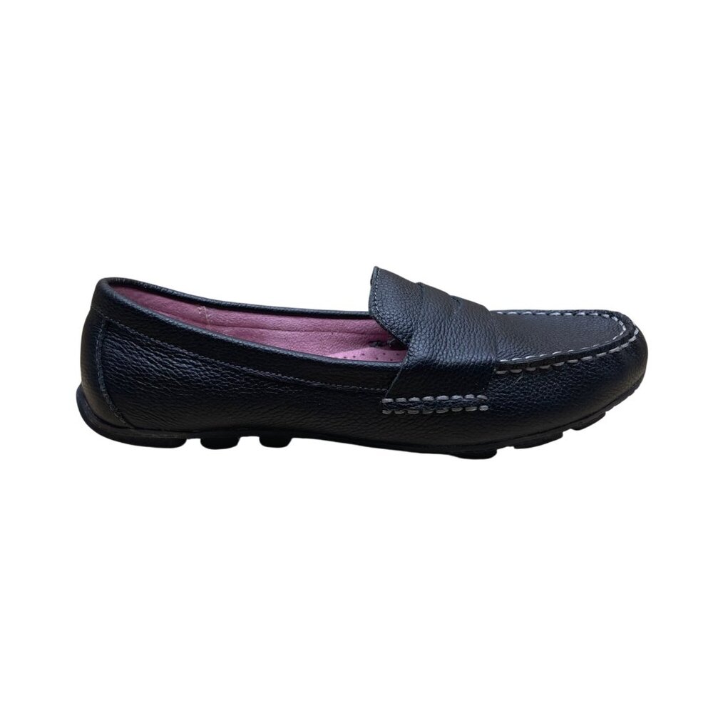 White Mountain Women’s Black Leather Skipper Penny Driving Moccasins Size 8.5M
